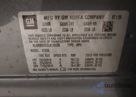 2020 Buick Encore Gx Fwd Select из США, поврежденный, VIN KL4MMDSL2LB135598